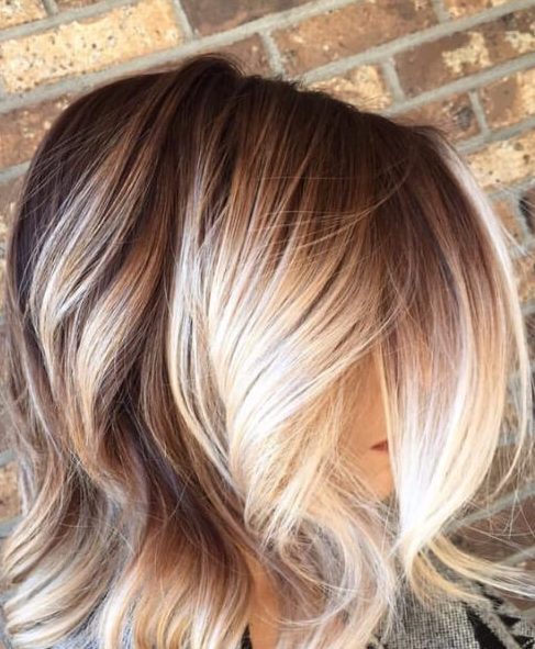 balayage el pelo corto, rubio, de otoño a invierno