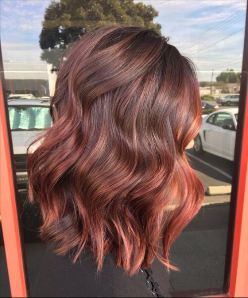rojo pálido balayage el pelo corto