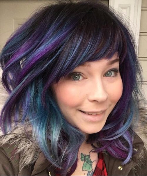 púrpura turquesa balayage el pelo corto