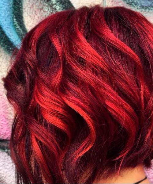 rojo fuego balayage el pelo corto