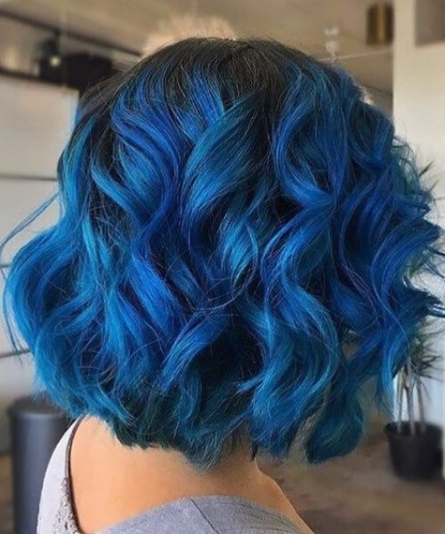 tinta azul corto cabello ombre