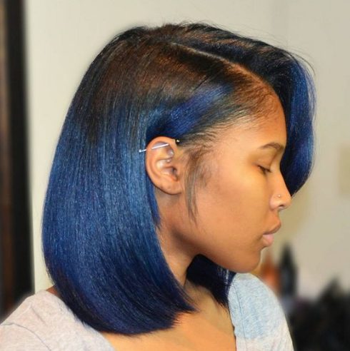 blue bob peinados para las mujeres negras
