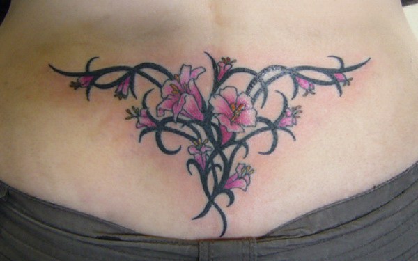 Tulip Lower Back Tattoo. 