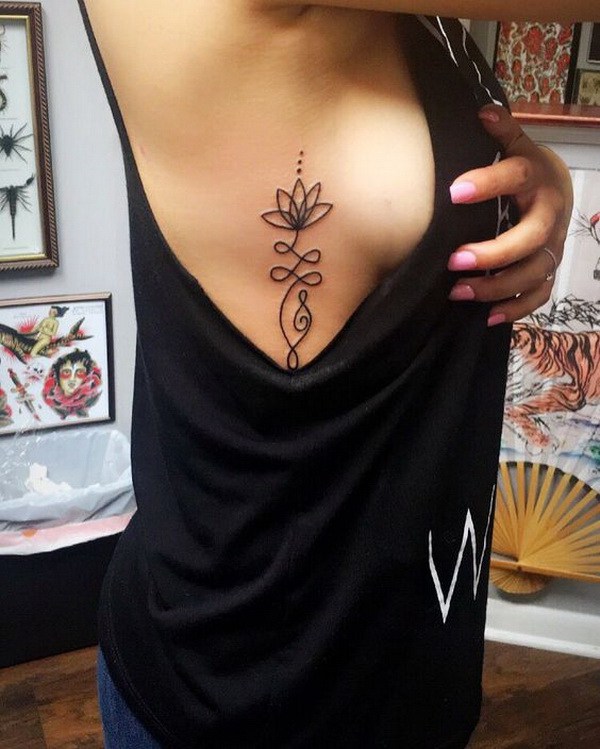 Unalome y Lotus Flower Tattoo. 