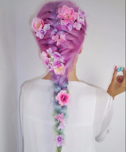 arco iris flores sirena cabello 