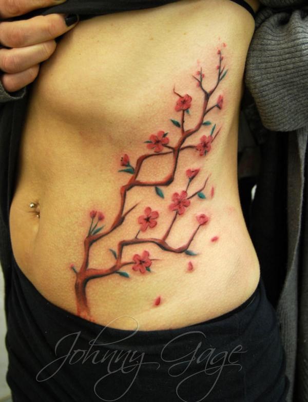 Cherry Blossom Branch Tattoo. 