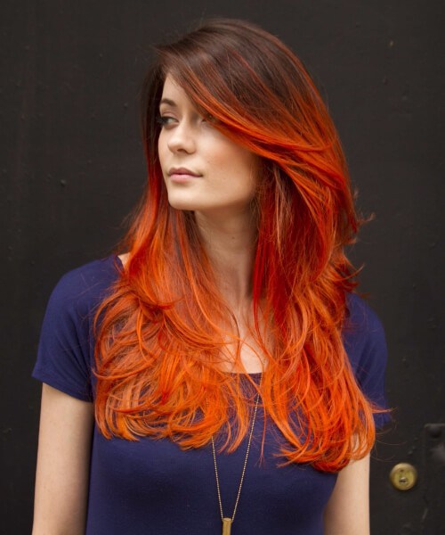 cabello naranja ombre 