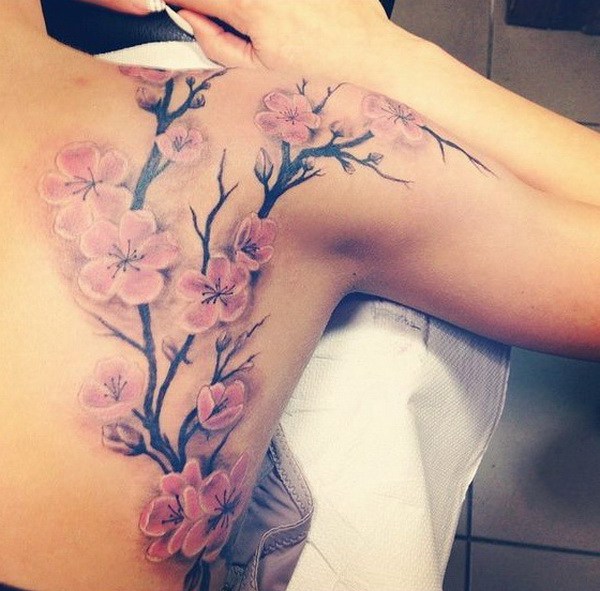 Cherry Blossom Back Tattoo. 