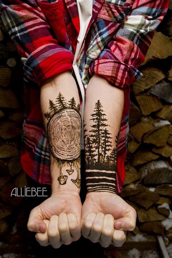 Forest Forearm Tattoo. ¡Qué idea tan genial para el diseño del tatuaje!  Me encanta!  Este será mi próximo diseño de tatuaje.  a través de https://forcreativejuice.com/awesome-forearm-tattoo-designs/ 