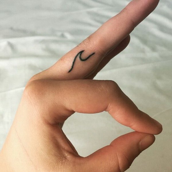 Mini Wave Finger Tattoo. 