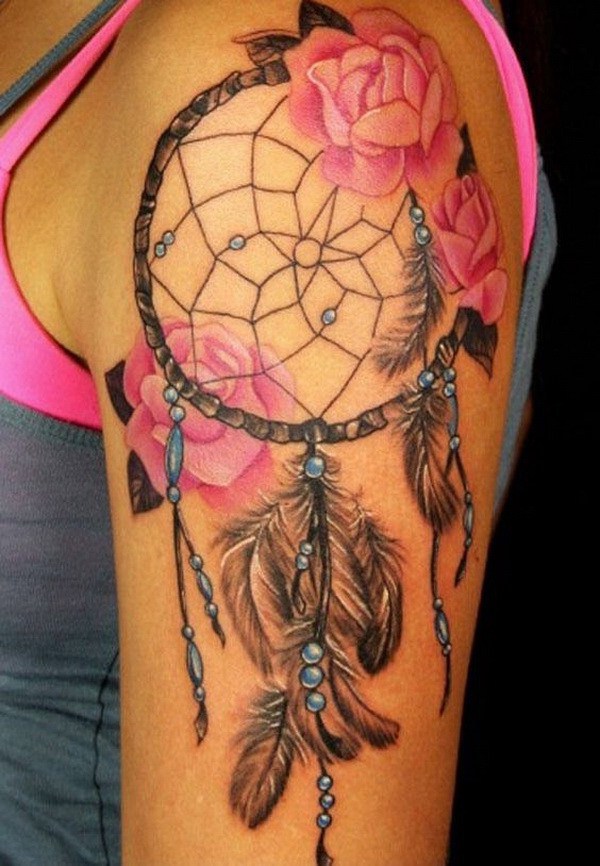 Brazo floral atrapasueños ideas del tatuaje. 