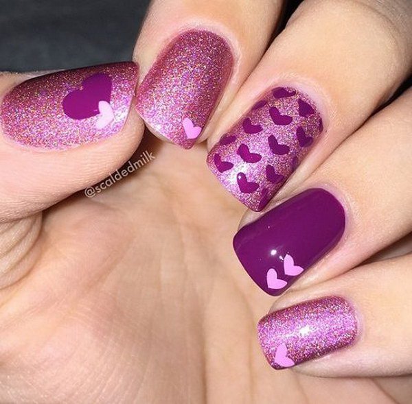 Purple Heart Nails. 