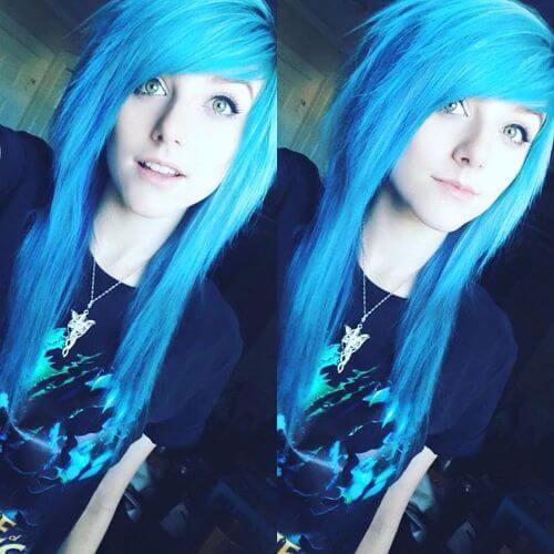 peinados emo pelo azul para niñas 