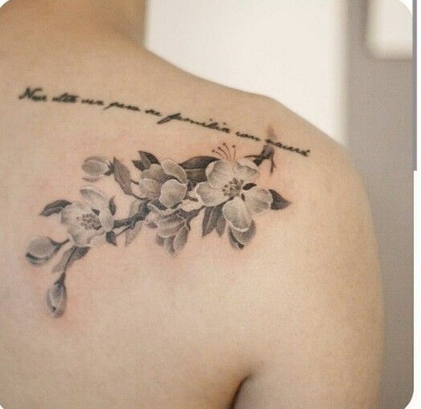 Grey Cherry Blossom Tattoo. 