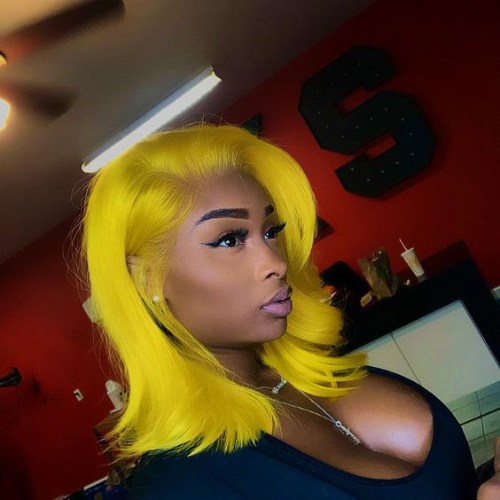 peinados de cómic bob amarillo para mujeres negras 