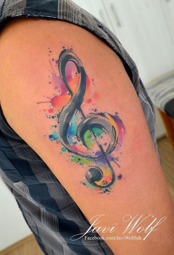 Acuarela Music Tattoo. 