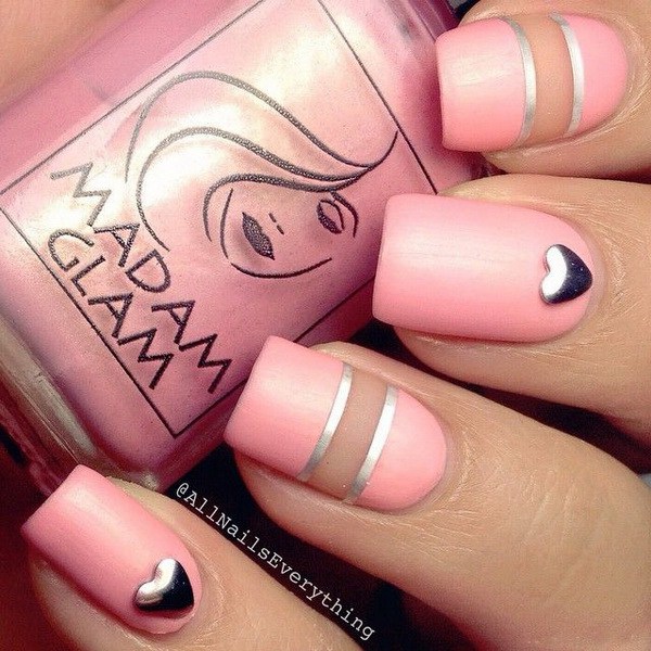 Pink Negative Space Nails. 