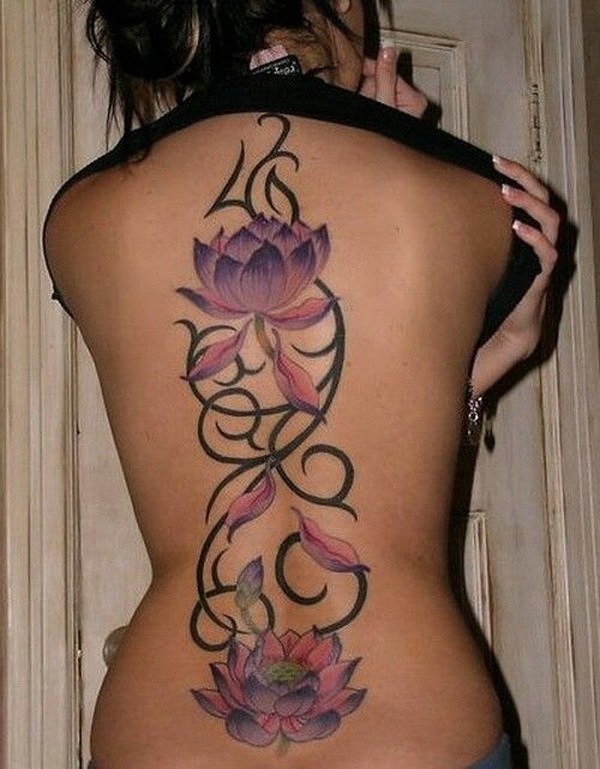 Full Back Lotus Tattoo Design. 