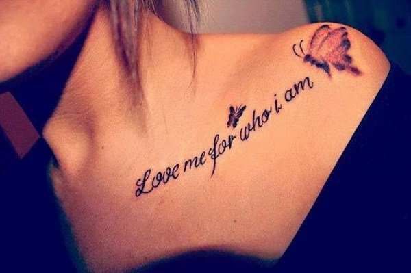 Love Quotes y Butterfly Shoulder Tattoo para niñas. 