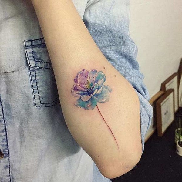 Blue Cherry Blossom Tattoo. 
