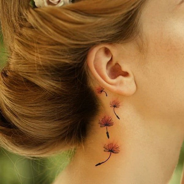 Dandelion Ear Tattoo Design. 