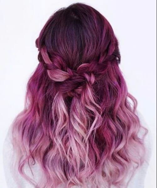 rosa ombre cabello púrpura 