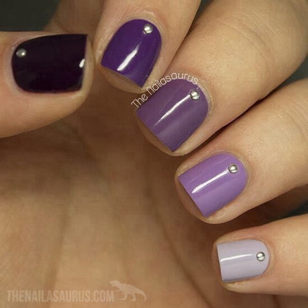 Ombre Purple Nail Design para uñas cortas. 