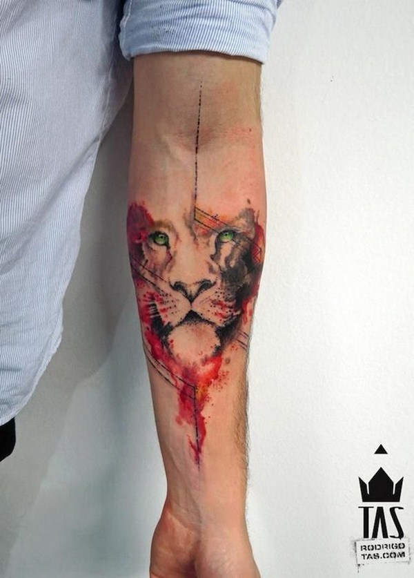 Wolf Watercolor Tattoo Design para Hombres. 