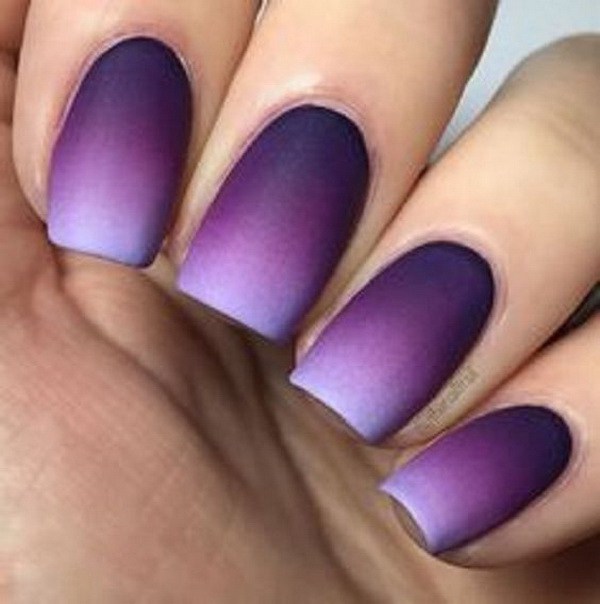 Violet and Periwinkle Ombre Nail Art Design. 