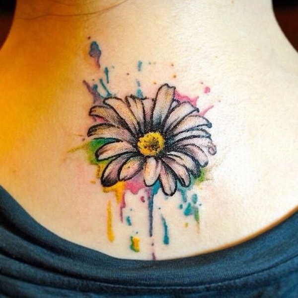 Daisy Watercolor Tattoo Design. 