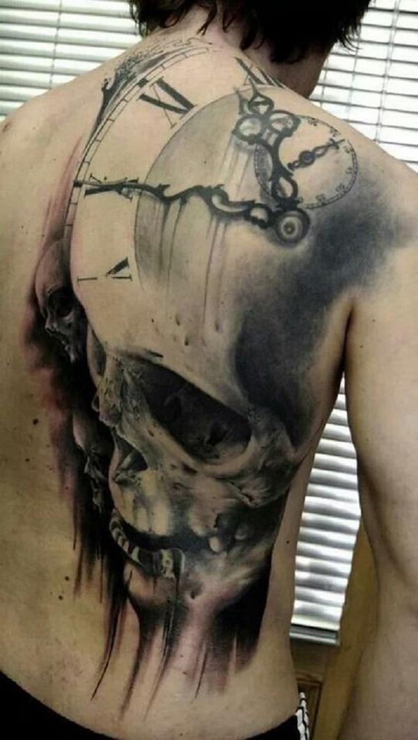 Scary Skull Back Tattoo para hombres. 