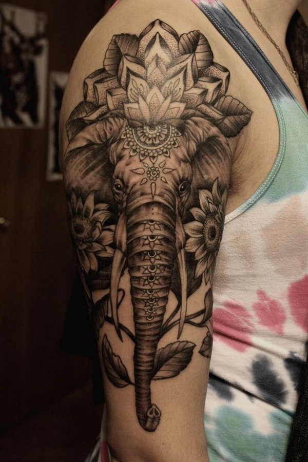 Elephant Sleeve Tattoo.  www.  https://forcreativejuice.com/cool-sleeve-tattoo-designs/ 