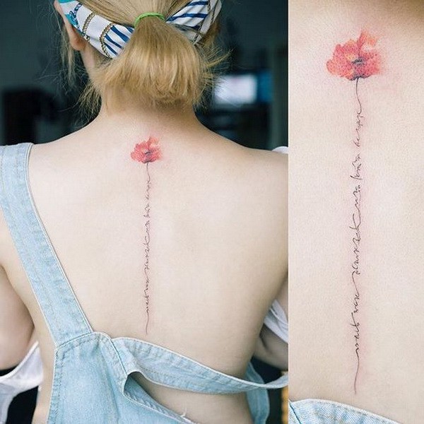 Sweet Flower Spine Tattoo. 
