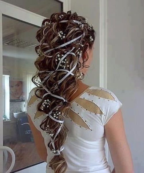 peinados de novia de satén para cabello largo 