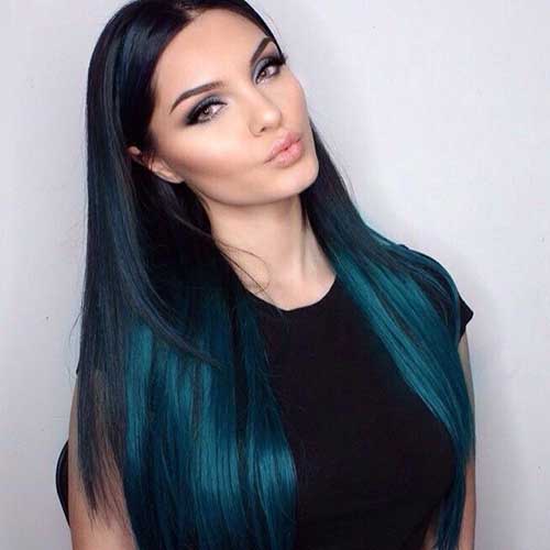 Peinados negro y verde azulado Ombre 