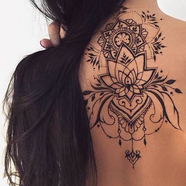 Awesome Mandala Lotus Tattoo on Back. 