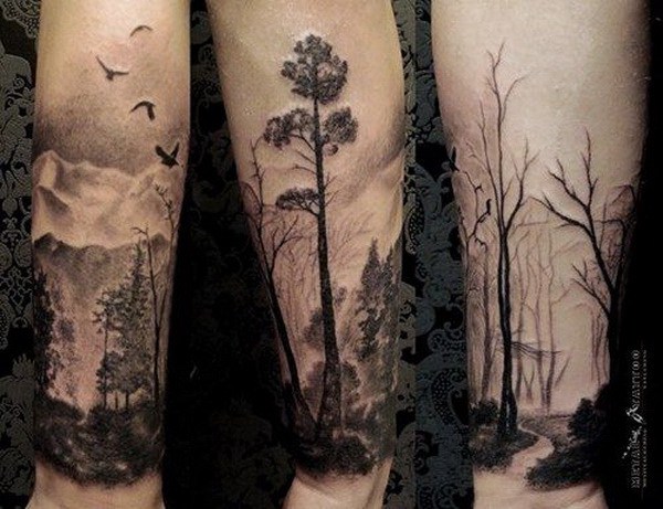 Naturaleza temática Half Sleeve Tattoo.  www.  https://forcreativejuice.com/cool-sleeve-tattoo-designs/ 