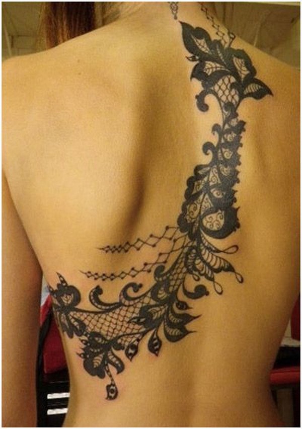 Diseño de tatuaje de encaje trasero. 