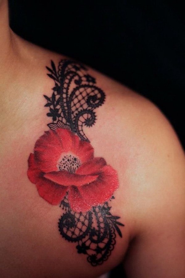 Diseño de tatuajes de encaje y flores. 