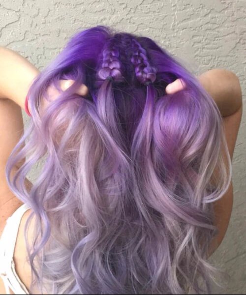 Lavanda y pelo ombre púrpura plateado 