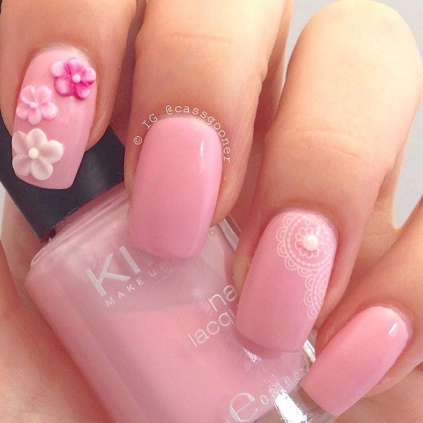 Pretty Baby Pink Nail Design. 