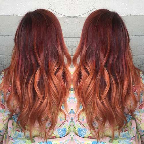 Estilos de color rojo del pelo 