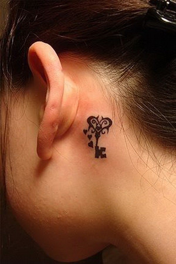 Key Ear Tattoo Design. 