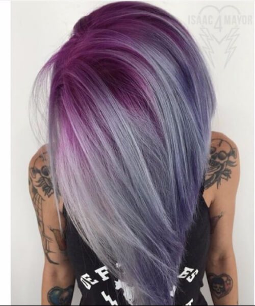 Titanio, rosa fuerte, amatista púrpura y negro Perla púrpura ombre pelo 