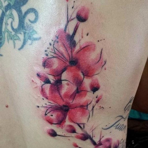 Acuarela Cherry Blossom Tattoo. 
