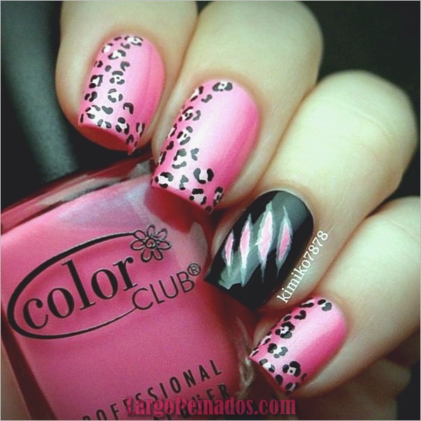 lindo-rosa-y-negro-uñas-diseños-3