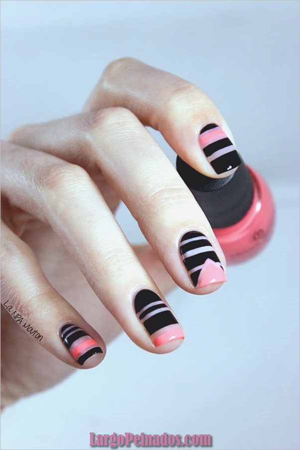 lindo-rosa-y-negro-uñas-diseños-1