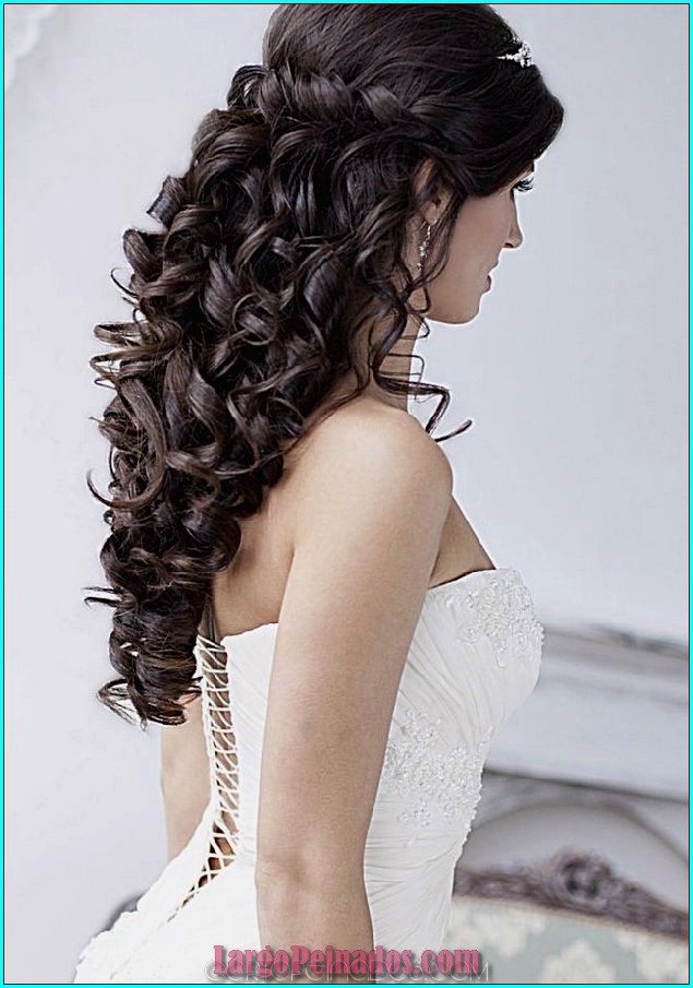 peinados de novia pelo largo negro 12