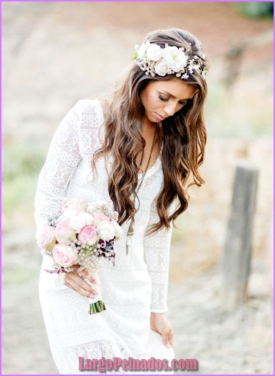 peinados de novia con flores naturales cabello suelto 10