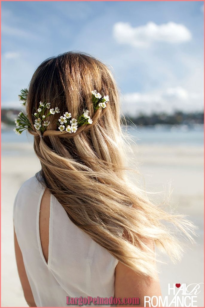 peinados de novia con flores naturales cabello suelto 9